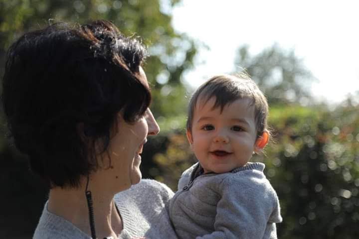 Vicky con Martín en un rodaje